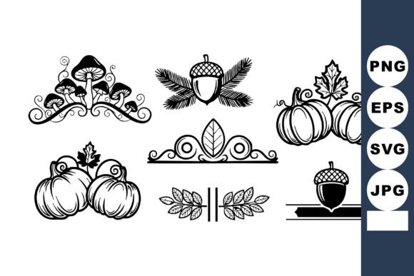 Autumn Decorative Elements with Pumpkins: Graphics & Illustrations