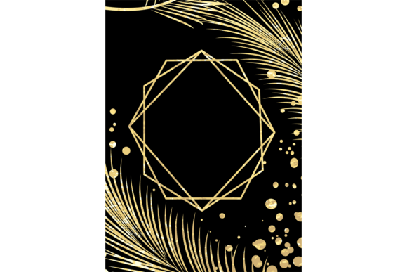Black Banner with Decorative Golden Line Graphics