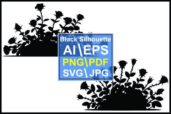 Black Decorative Rose Silhouette Graphics & Illustrations