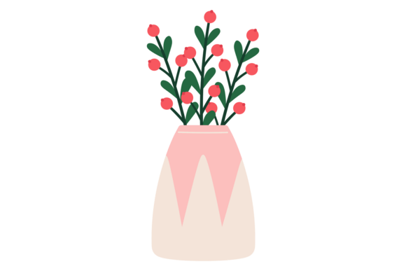 Decorative Botany Vase Graphics for Crafting
