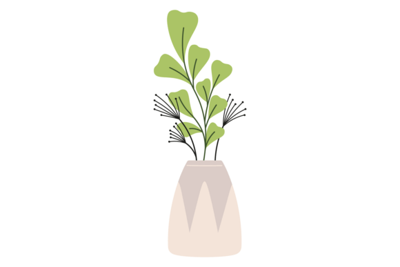 Decorative Ceramic Jug with Plant Branch Graphics