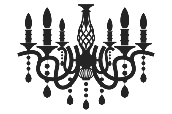 Decorative Chandelier Black Icon. Crysta: Graphics & Illustrations