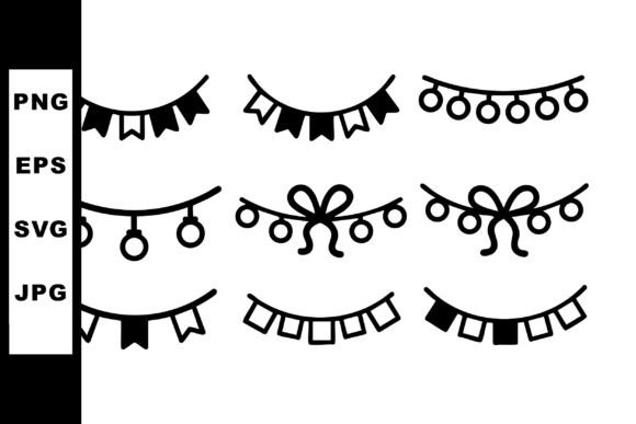 Decorative Festive Garlands and Bunting Graphics