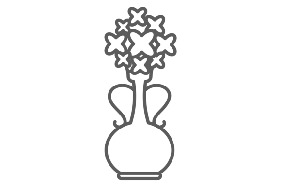 Decorative Flowers in Ceramic Pot Graphics for Crafting