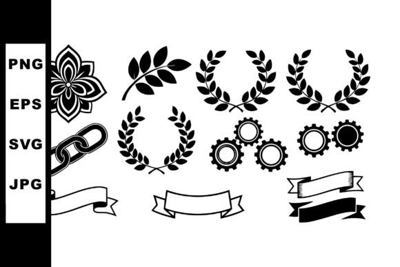 Decorative Laurel Wreaths Floral Element: Graphics & Illustrations