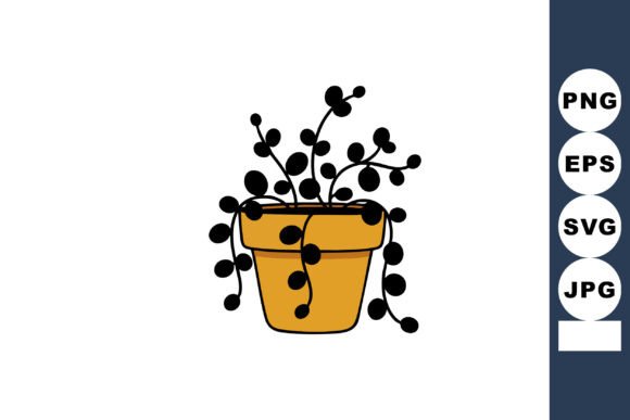 Decorative Potted Plant with Trailing Ro Graphics
