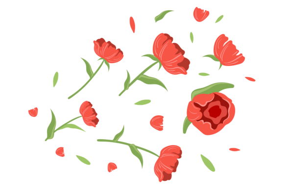 Decorative Red Flower Ornament. Romantic — Graphics & Illustrations