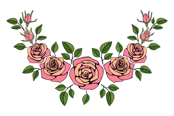 Decorative Rose Frame Element: Elegant Graphics & Illustrations