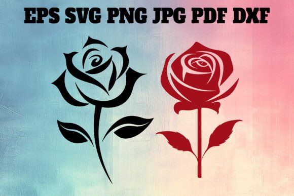 Decorative Rose Silhouette Graphics for Crafting