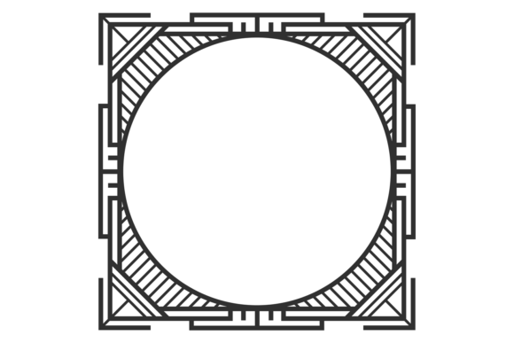 Decorative Square Frame in Retro Modern Graphics