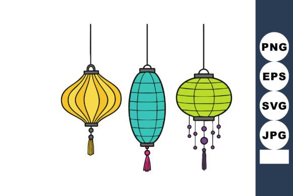 Decorative Yellow Blue Green Hanging Lan Graphics