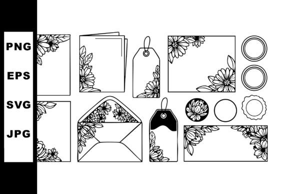 Floral Decorative Frame & Tag Vector Graphics