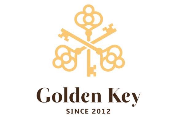 Golden Key Emblem Enhances Editorial Design
