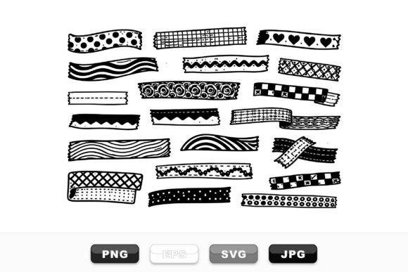 Hand Drawn Decorative Tape Strips: Graphics & Illustrations for Real Crafting