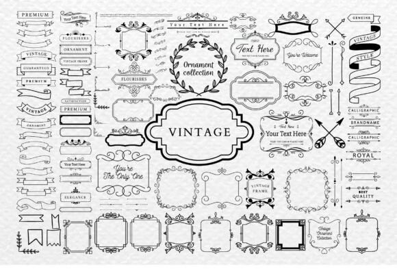 Hand Drawn Frames, Banners Ribbons for Branding and Marketing