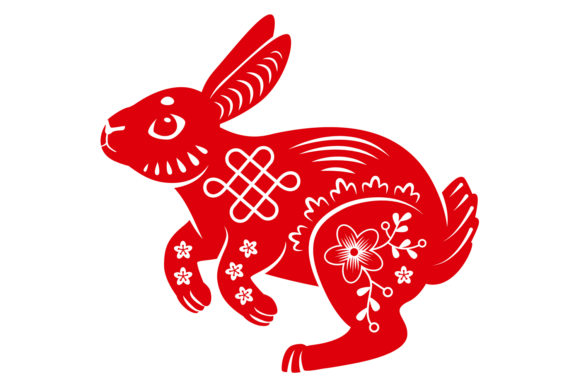 Rabbit Red Silhouette Graphics for Branding and Design