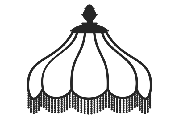 Vintage Lampshade Black Icon. Decorative Graphics