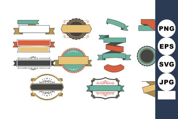 Vintage Style Decorative Banners Ribbons: Graphics & Illustrations