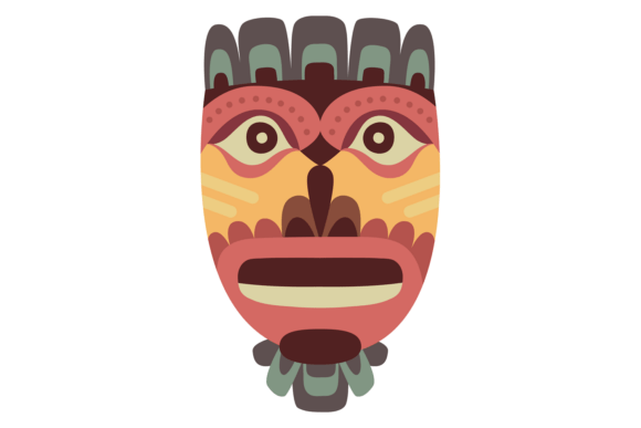 Voodoo Mask Icon. Cartoon Decorative Fac Graphics
